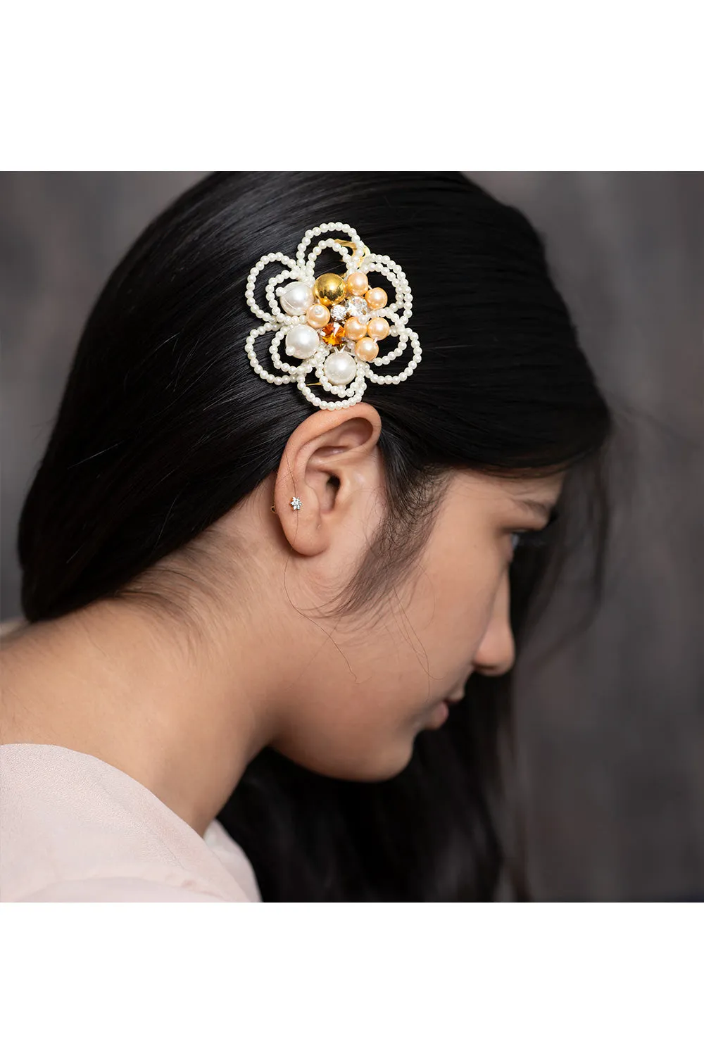 Six Petal Beady Hair Comb