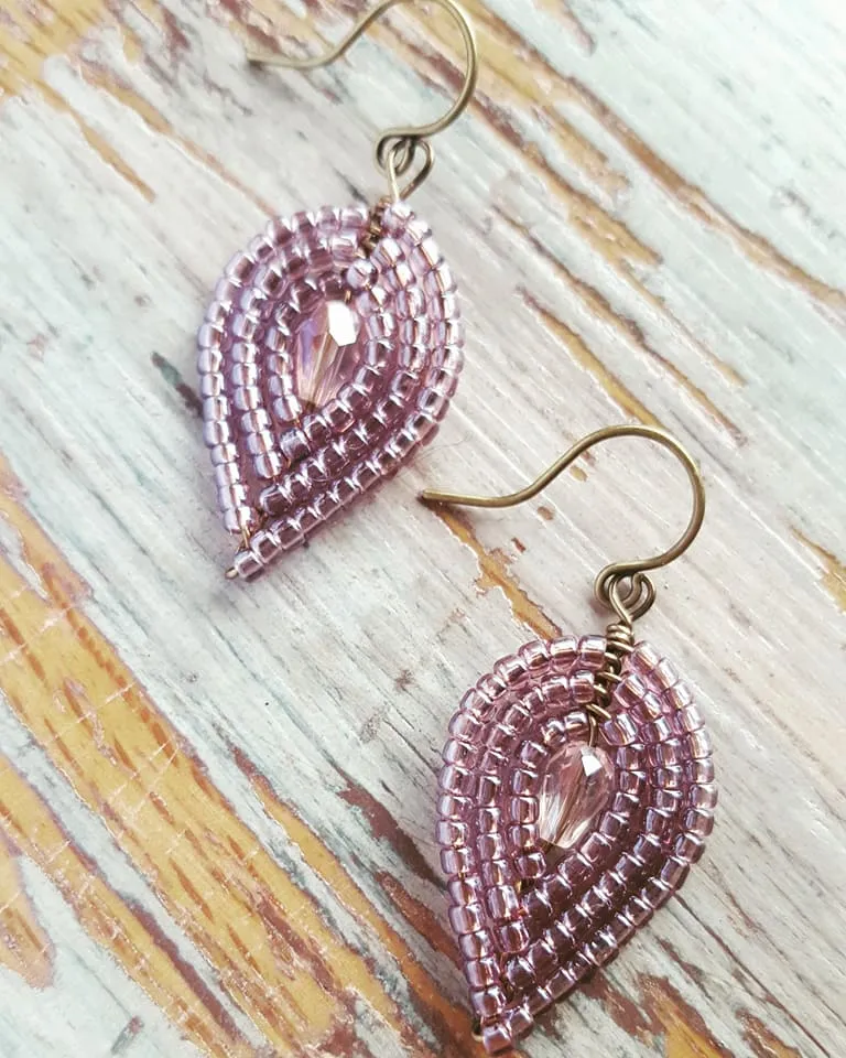 Small Beaded Petal Earrings