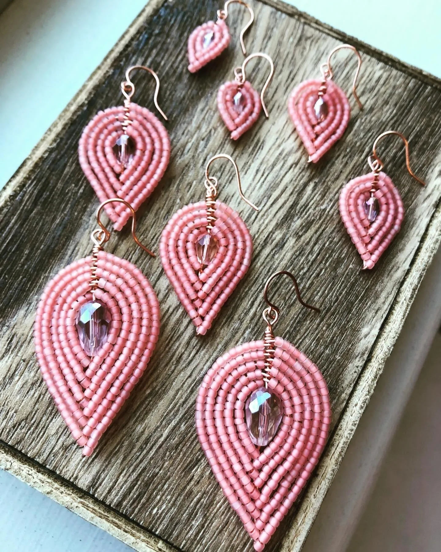 Small Beaded Petal Earrings