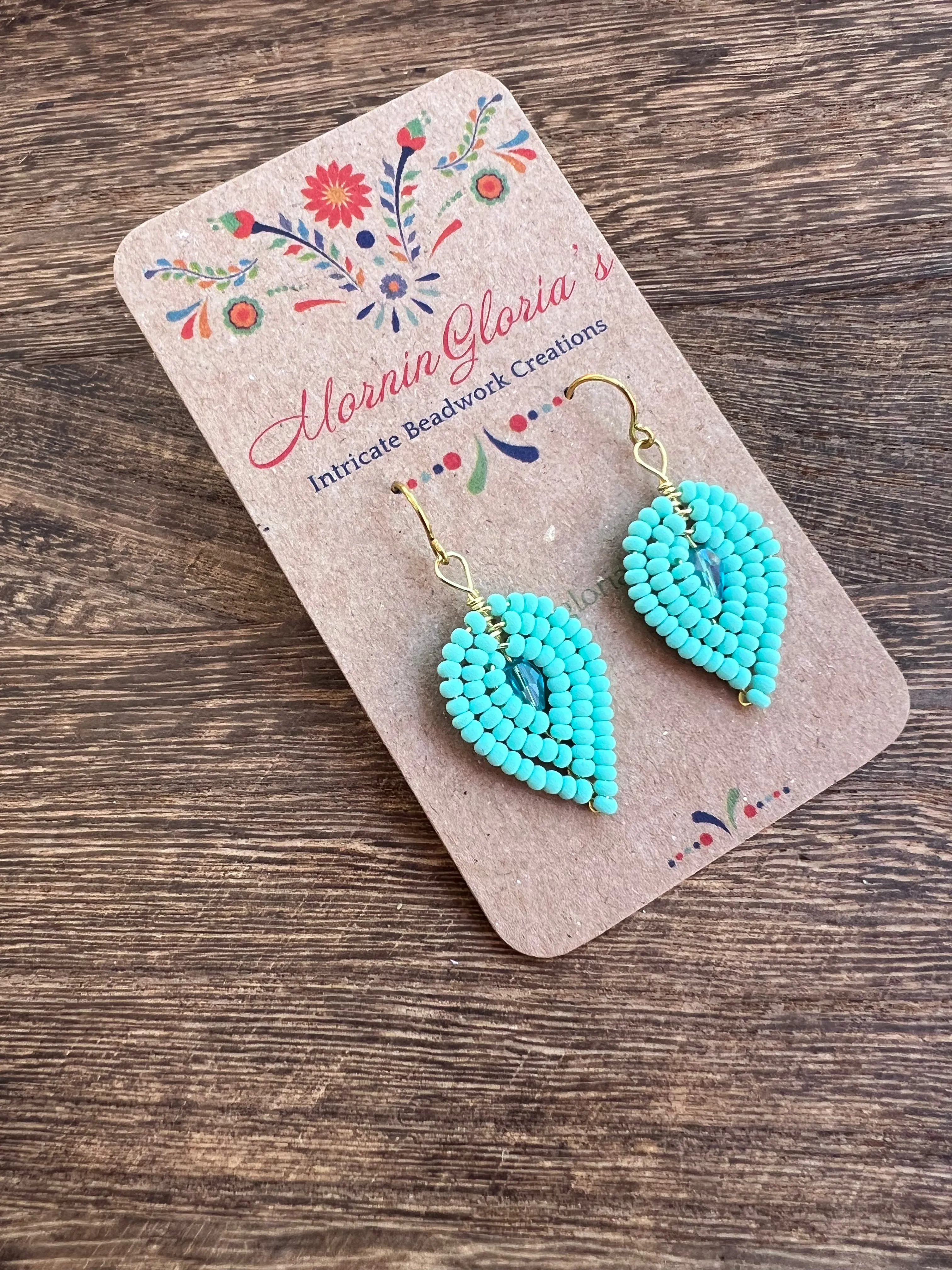 Small Beaded Petal Earrings