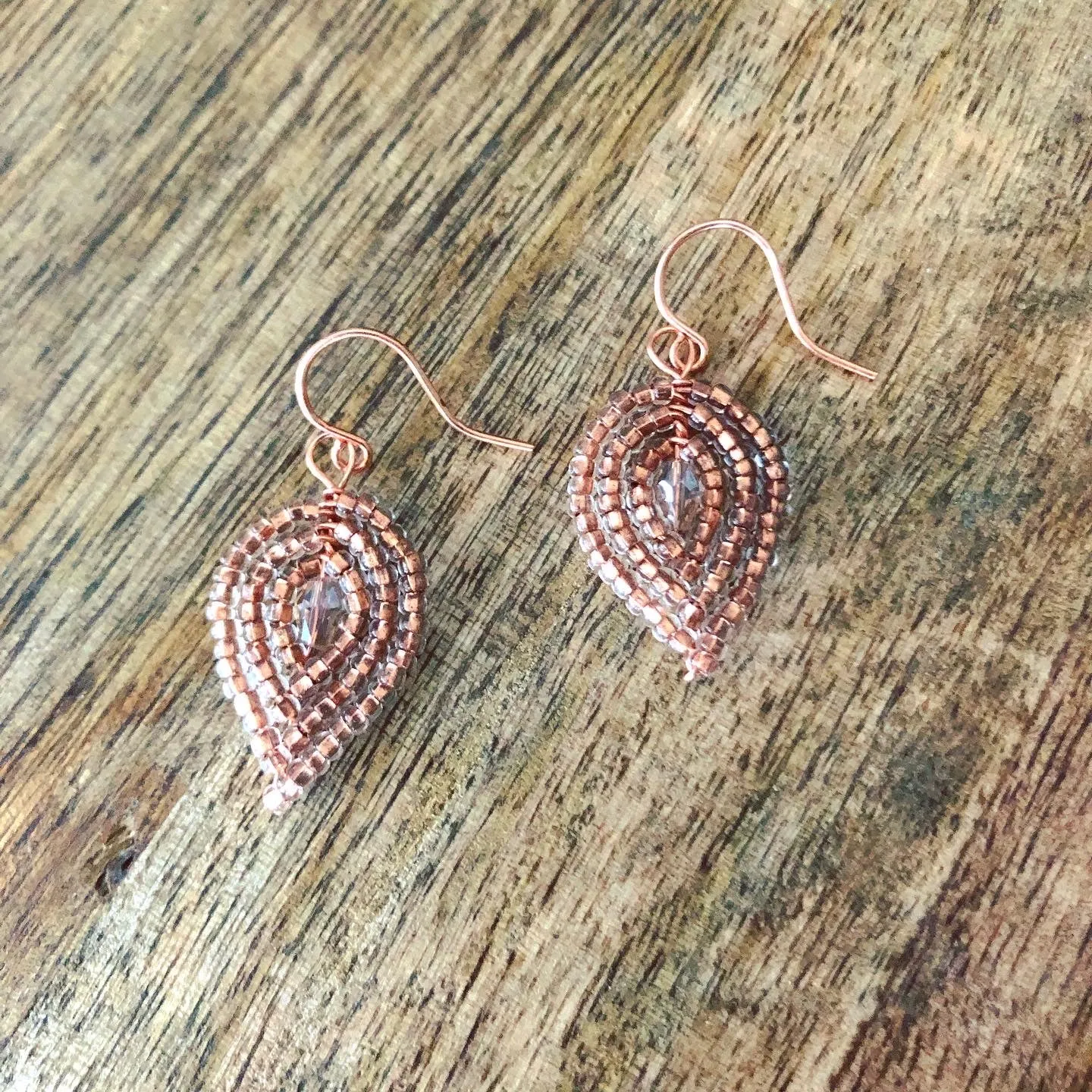 Small Beaded Petal Earrings