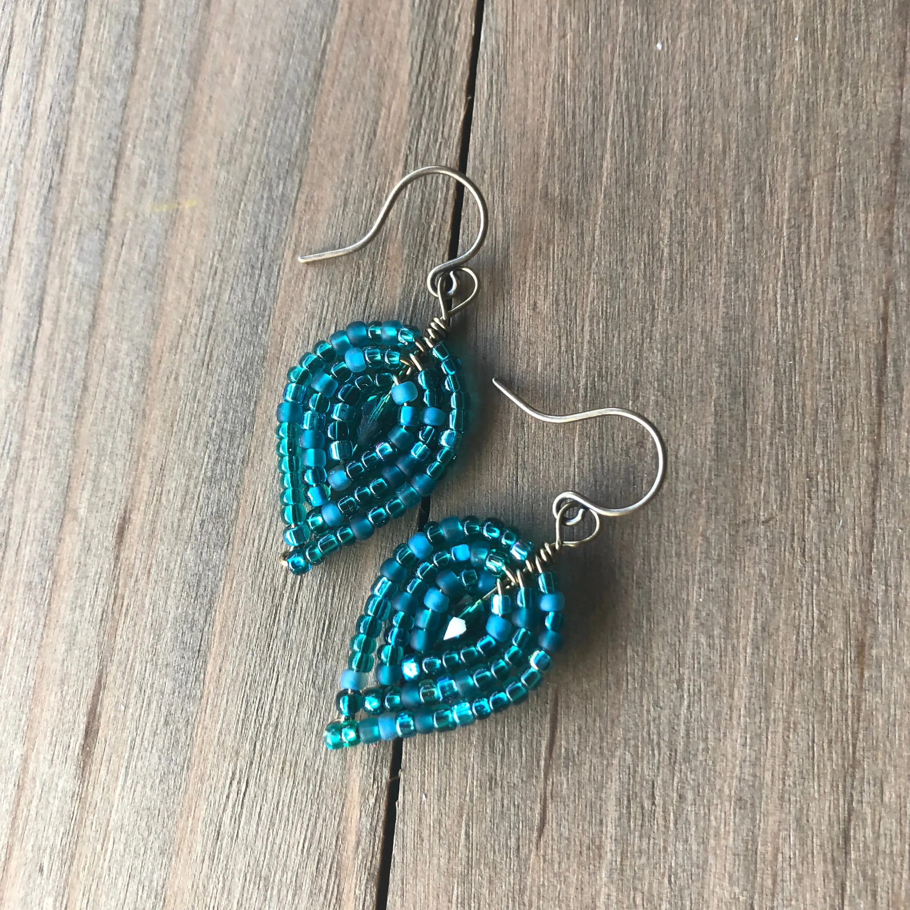 Small Beaded Petal Earrings