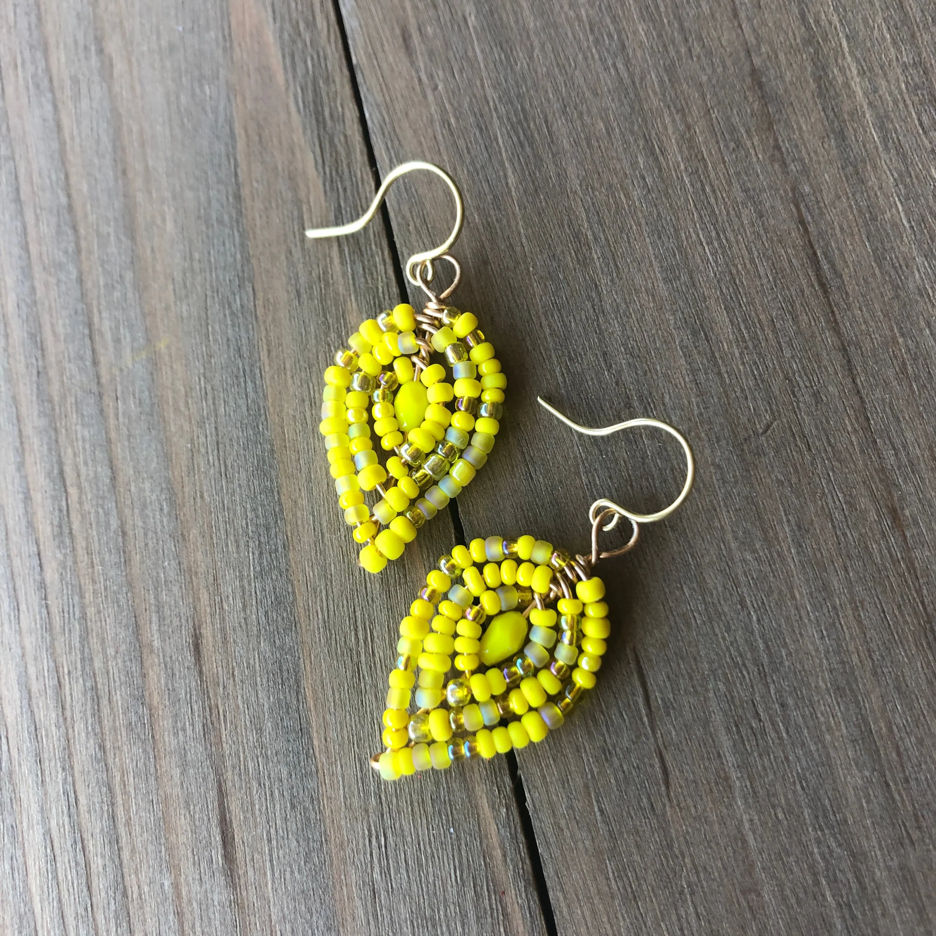 Small Beaded Petal Earrings