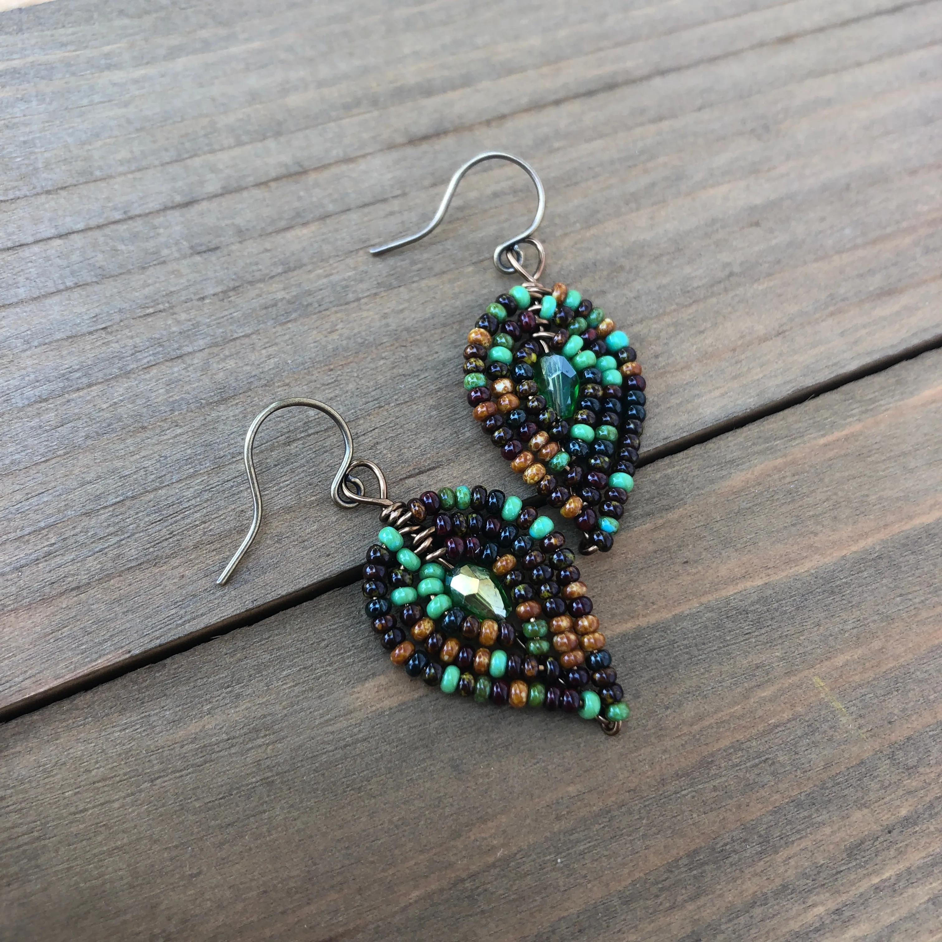 Small Beaded Petal Earrings