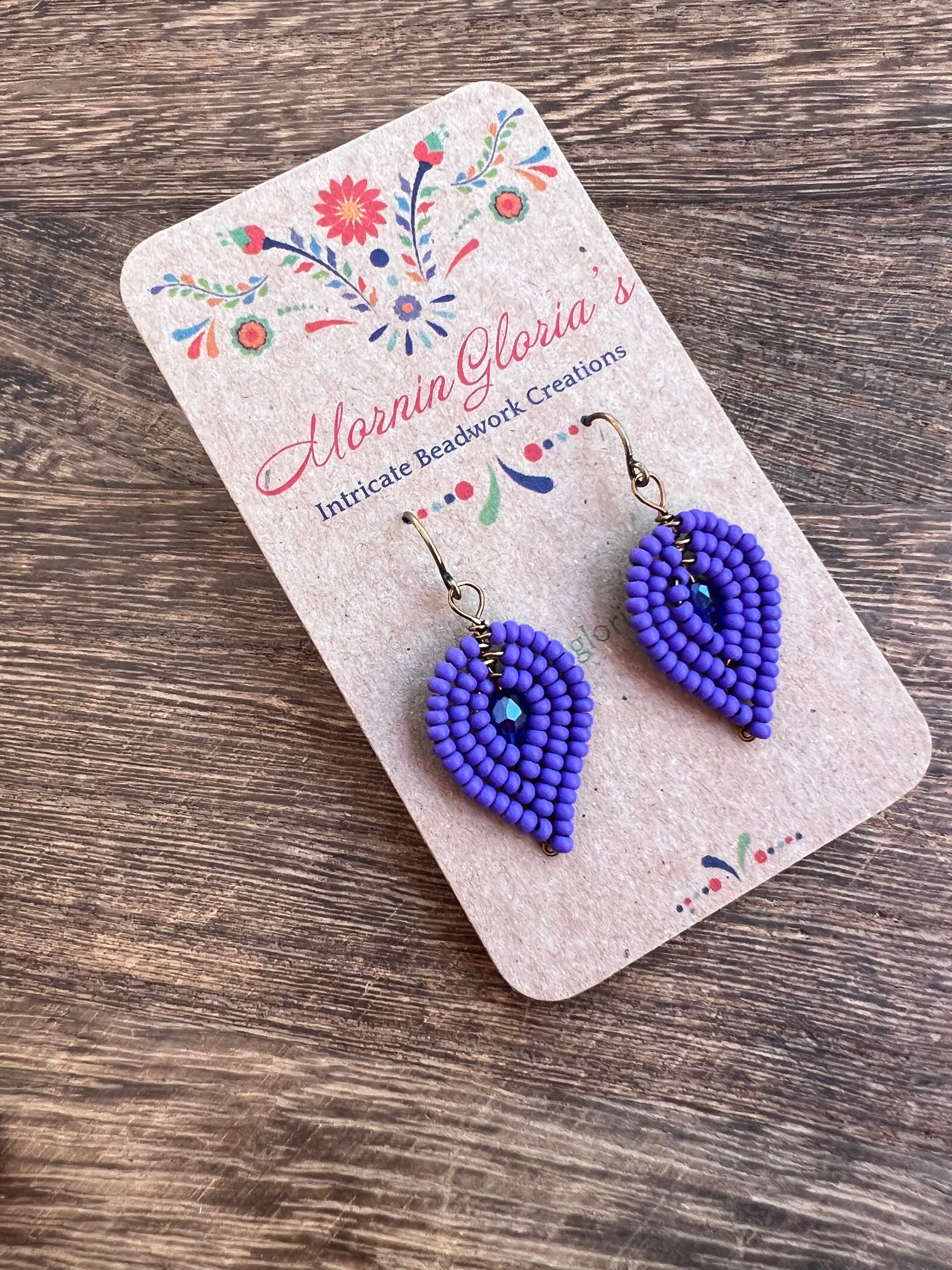 Small Beaded Petal Earrings