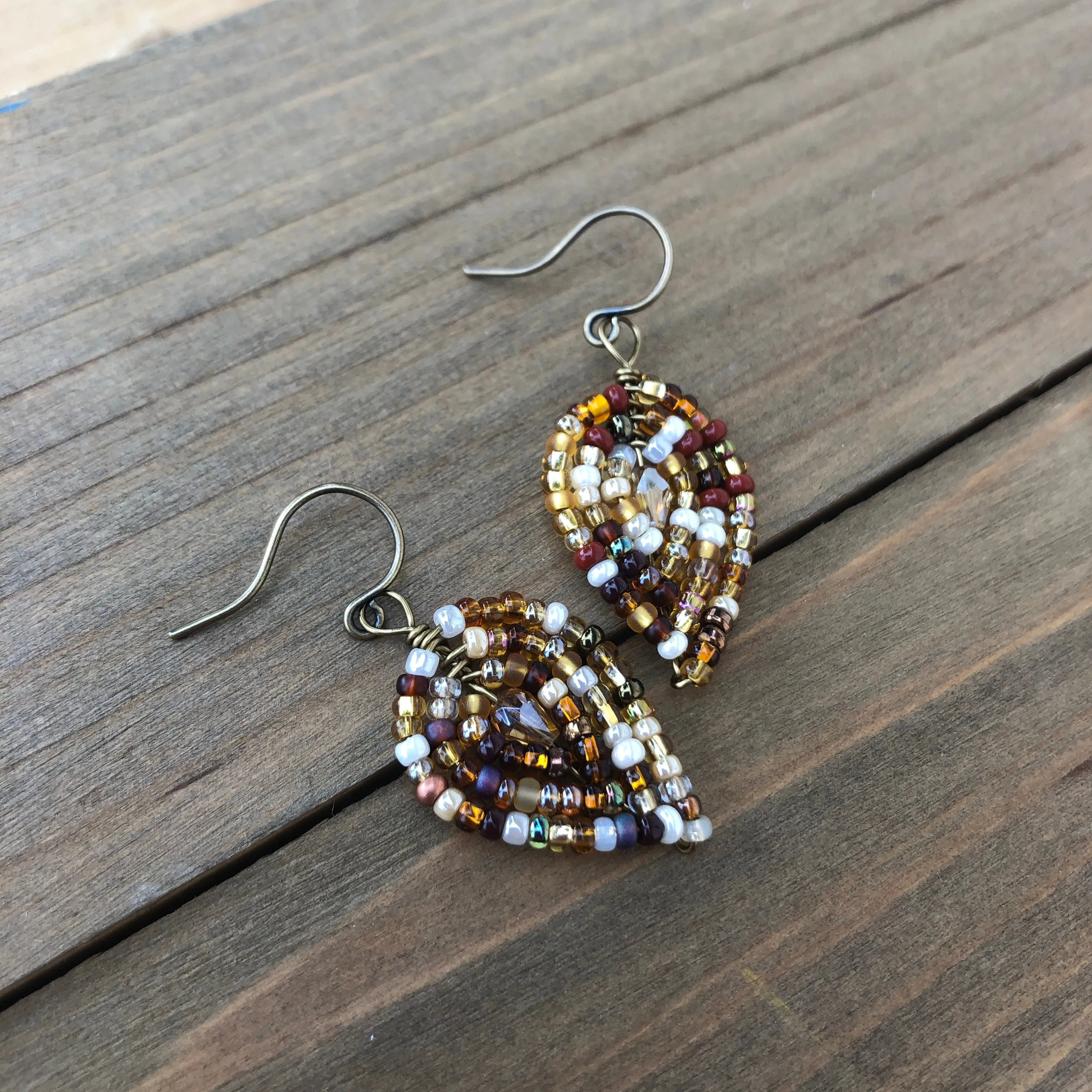 Small Beaded Petal Earrings