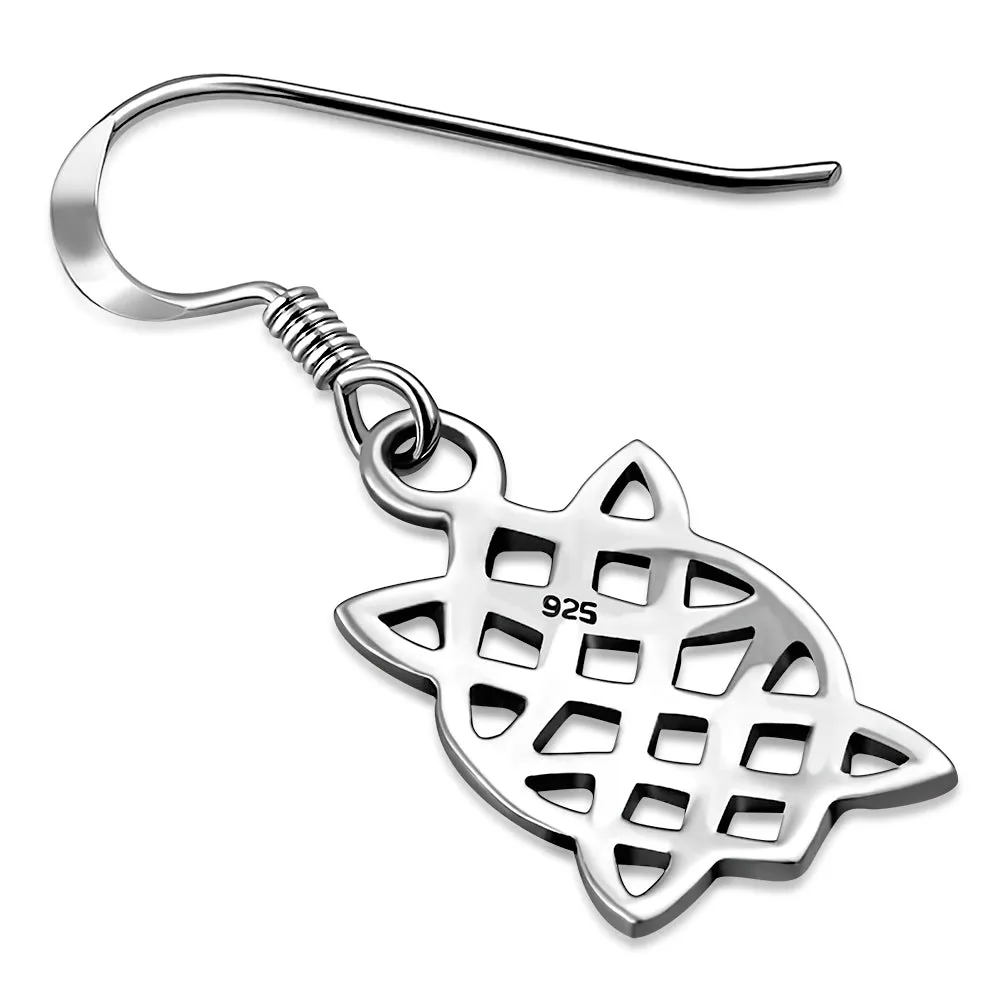 Small Rectangle Celtic Knot Silver Earrings