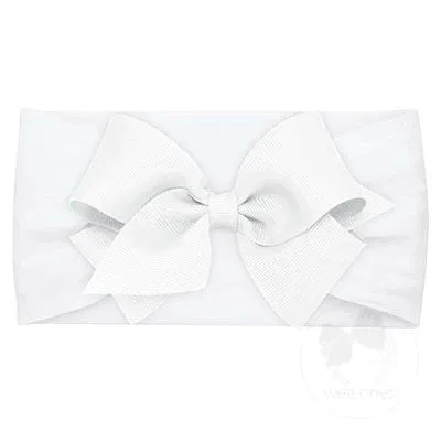 Soft nylon baby band with matching grosgrain bow