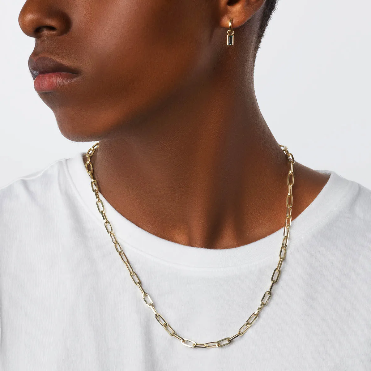 Square Boyfriend Paperclip Chain Necklace in Gold