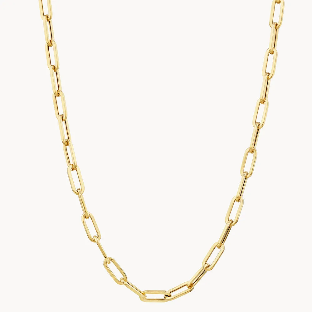 Square Boyfriend Paperclip Chain Necklace in Gold