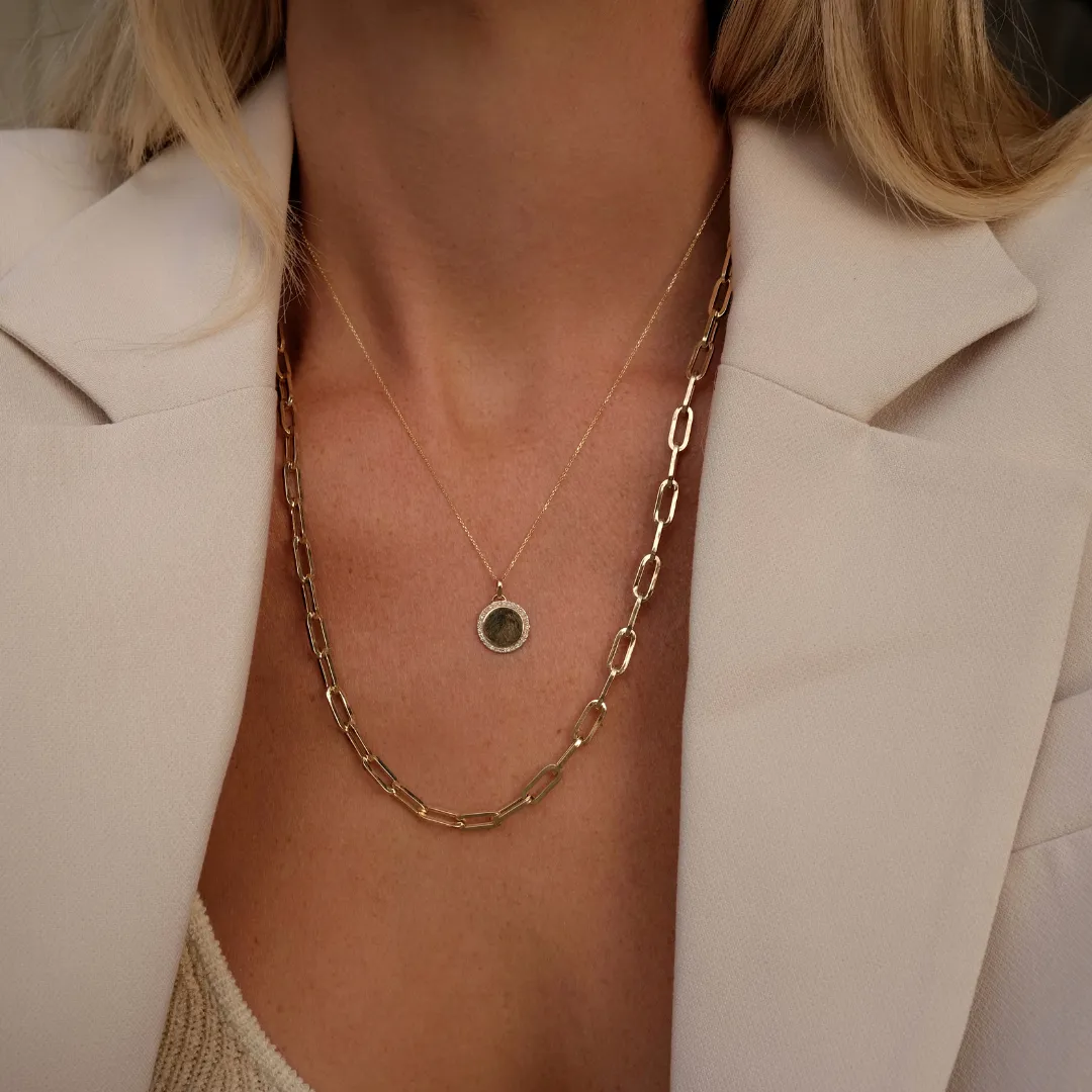 Square Boyfriend Paperclip Chain Necklace in Gold