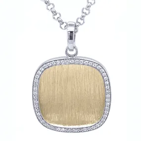 Square gold plated textured CZ Pendant