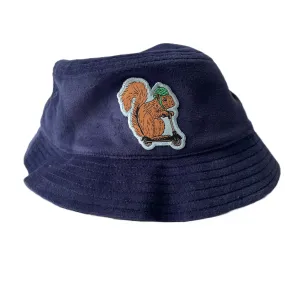 Squirrel On A Bird Bucket Hat - Navy Velour