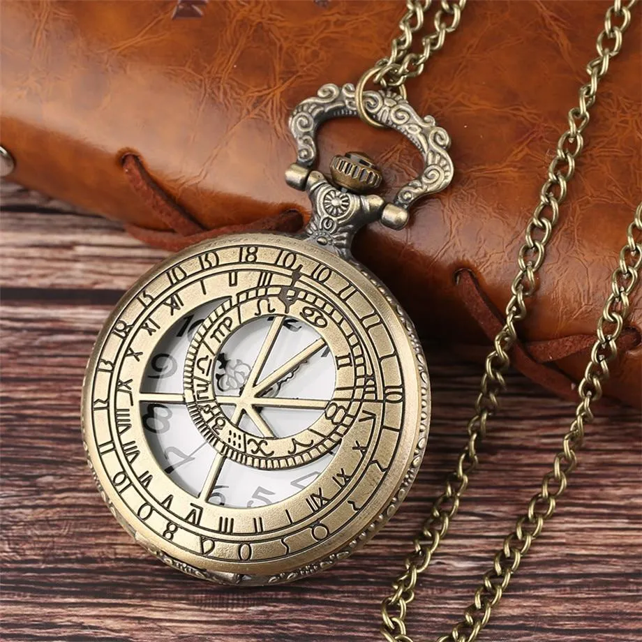 Steampunk Bronze Half Hunter Quartz Pocket Watch - Archimedes