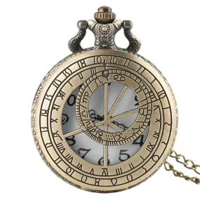 Steampunk Bronze Half Hunter Quartz Pocket Watch - Archimedes