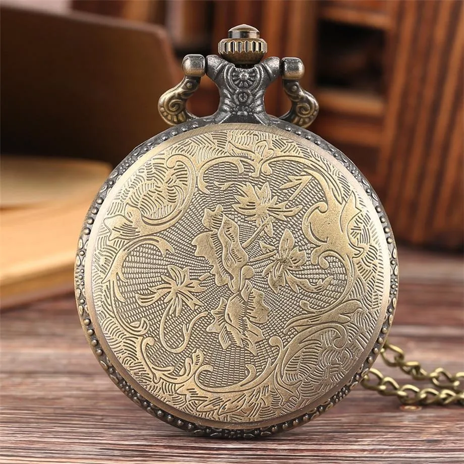 Steampunk Bronze Half Hunter Quartz Pocket Watch - Archimedes