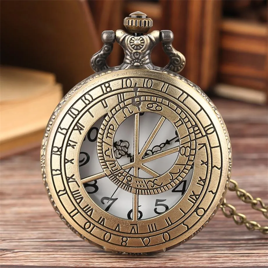 Steampunk Bronze Half Hunter Quartz Pocket Watch - Archimedes