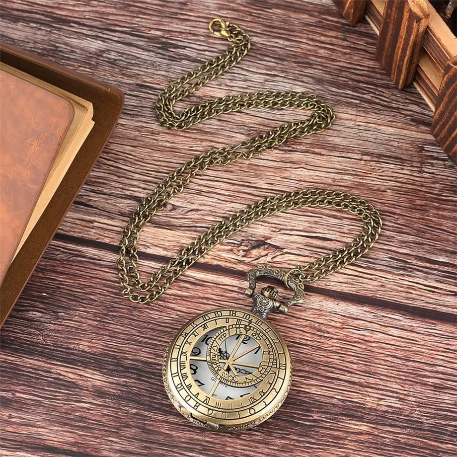 Steampunk Bronze Half Hunter Quartz Pocket Watch - Archimedes