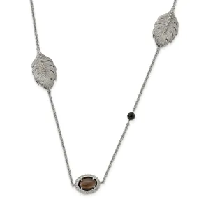 Steel Smokey Quartz Black Onyx necklace