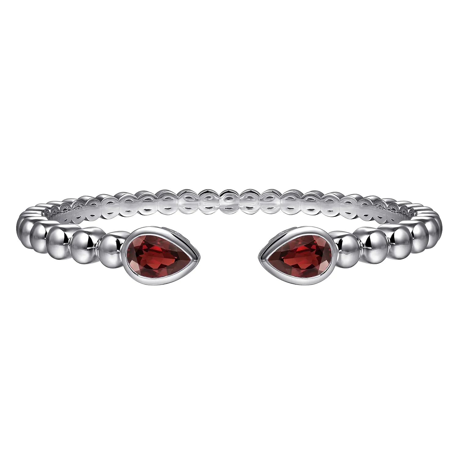 Sterling Silver 6.25" Bujukan Garnet Split Bangle Bracelet