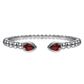 Sterling Silver 6.25" Bujukan Garnet Split Bangle Bracelet