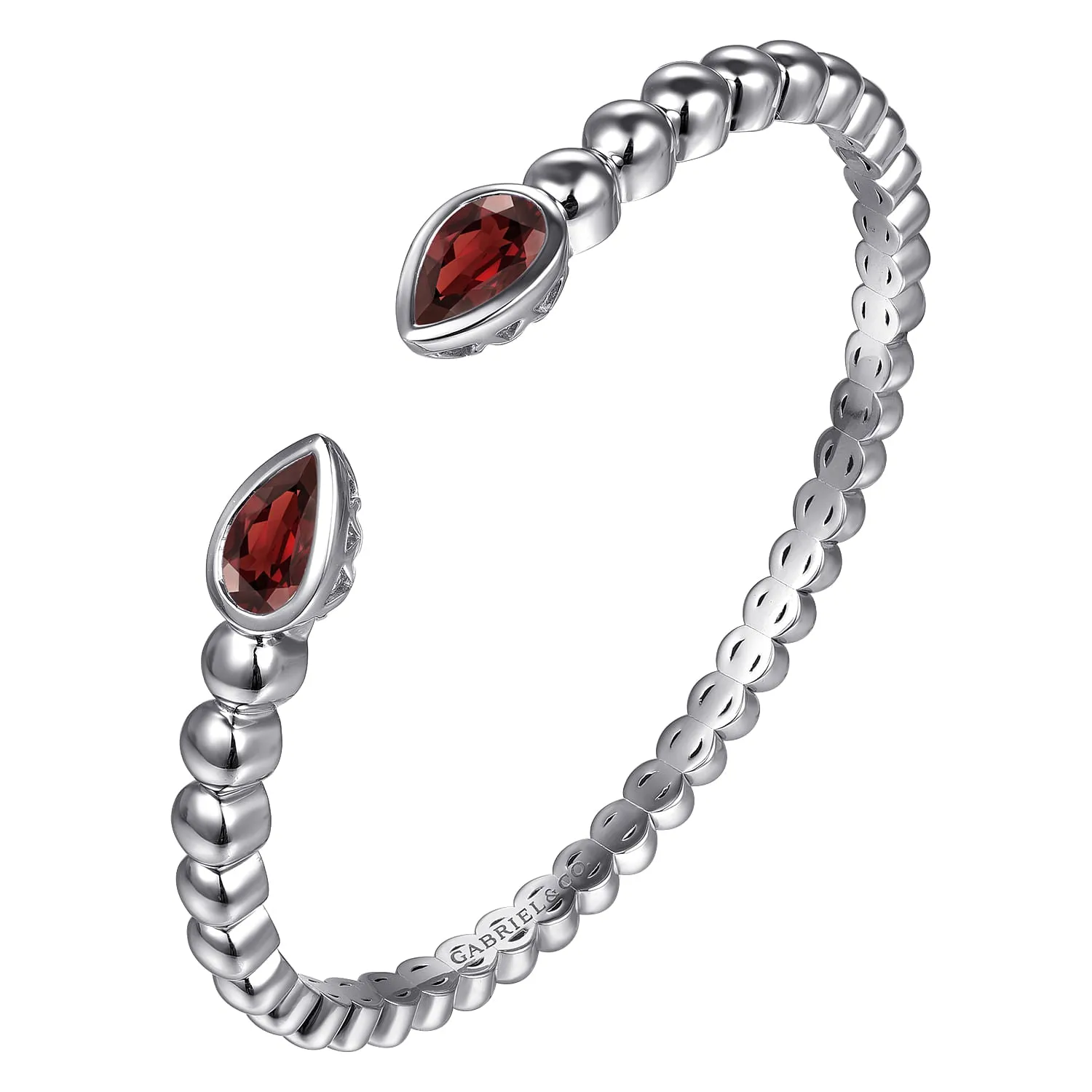 Sterling Silver 6.25" Bujukan Garnet Split Bangle Bracelet