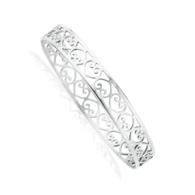 Sterling Silver 65mm Heart Cut out Bangle