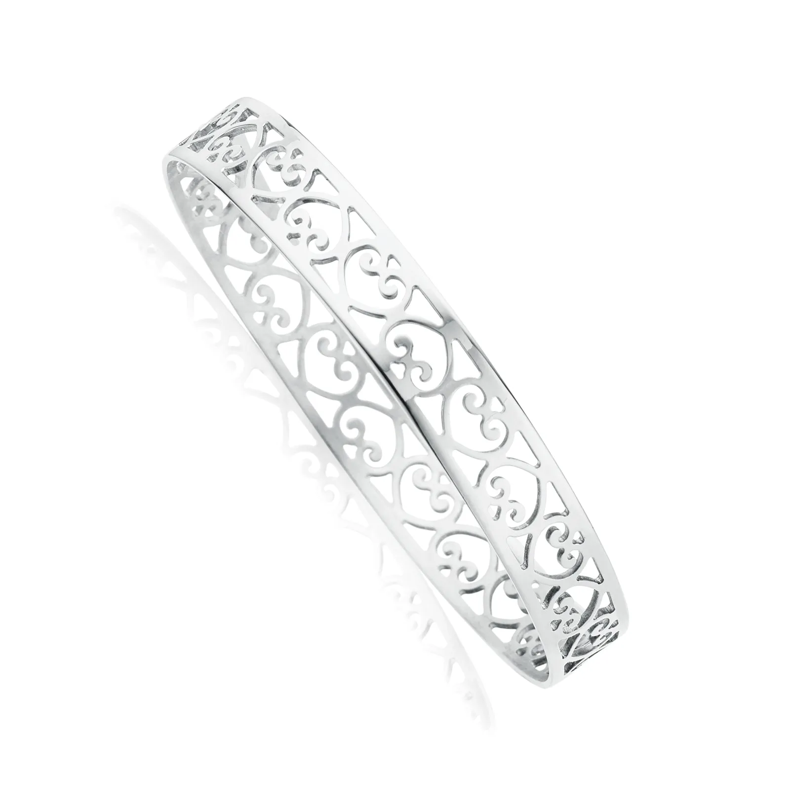 Sterling Silver 65mm Heart Cut out Bangle