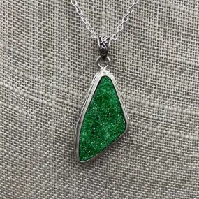 Sterling Silver And Green Uvarovite Pendant Necklace