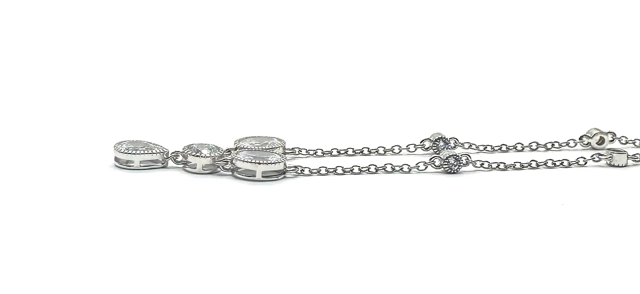 Sterling Silver CZ Multi Shape Necklace