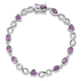 Sterling Silver Genuine Oval and Heart Gemstone Infinity Link Bracelets