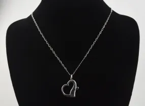 Sterling Silver Hinged Heart Pendant on Sterling Silver Chain Necklace - 21"