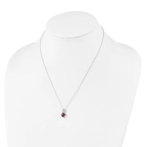 Sterling Silver Rhodolite Garnet and Diamond Necklace