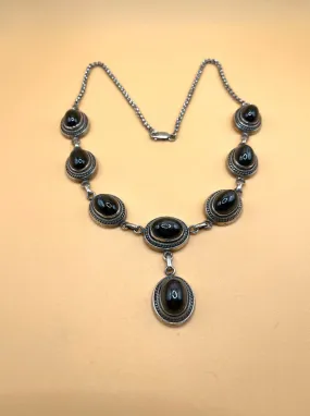 Sterling Silver Tibetan Black Onyx Necklace