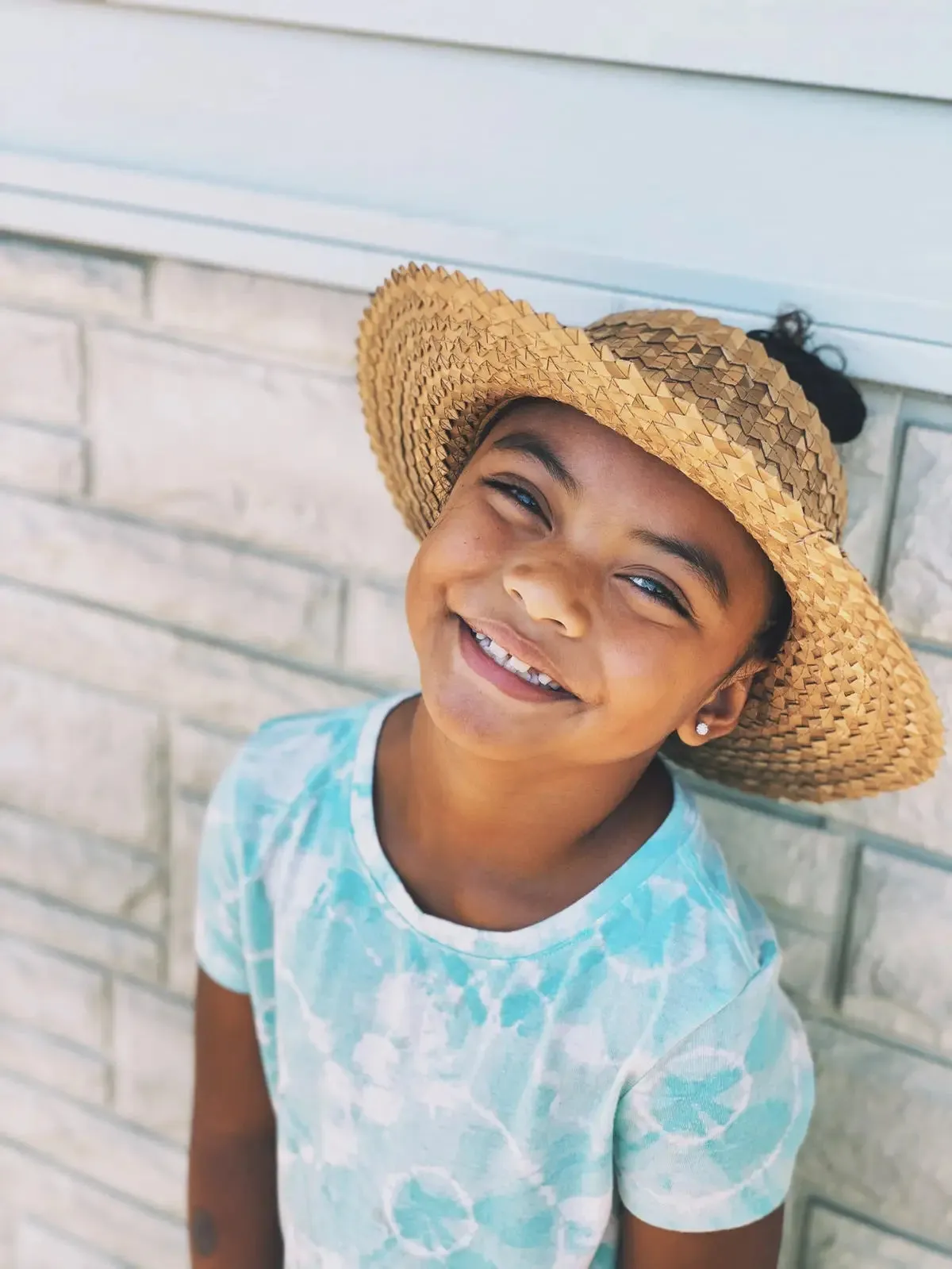 Straw Crownless Papale Sun Hat - Kids