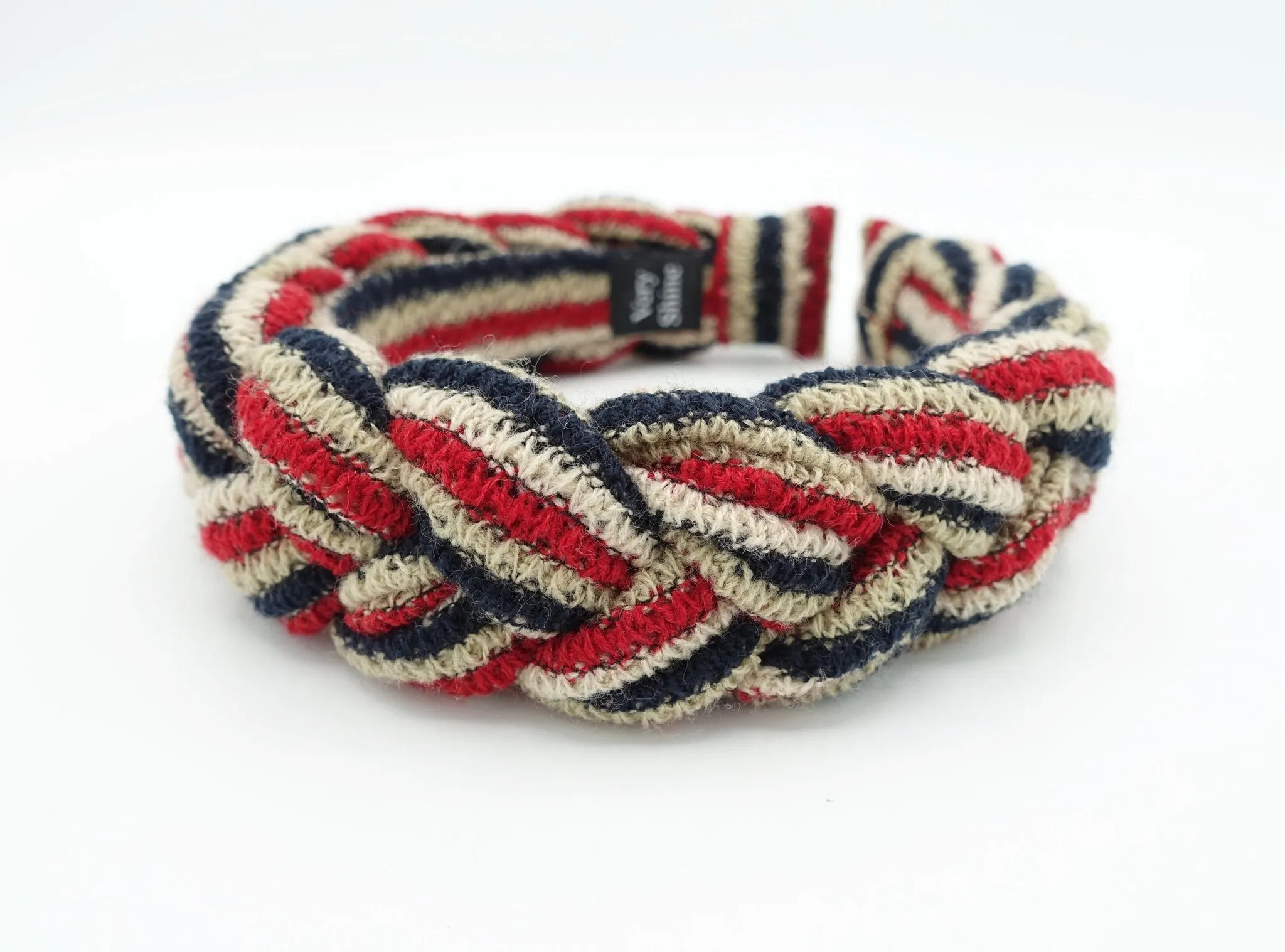 stripe knit braided headband luxury women hairband plaited women hair accessory