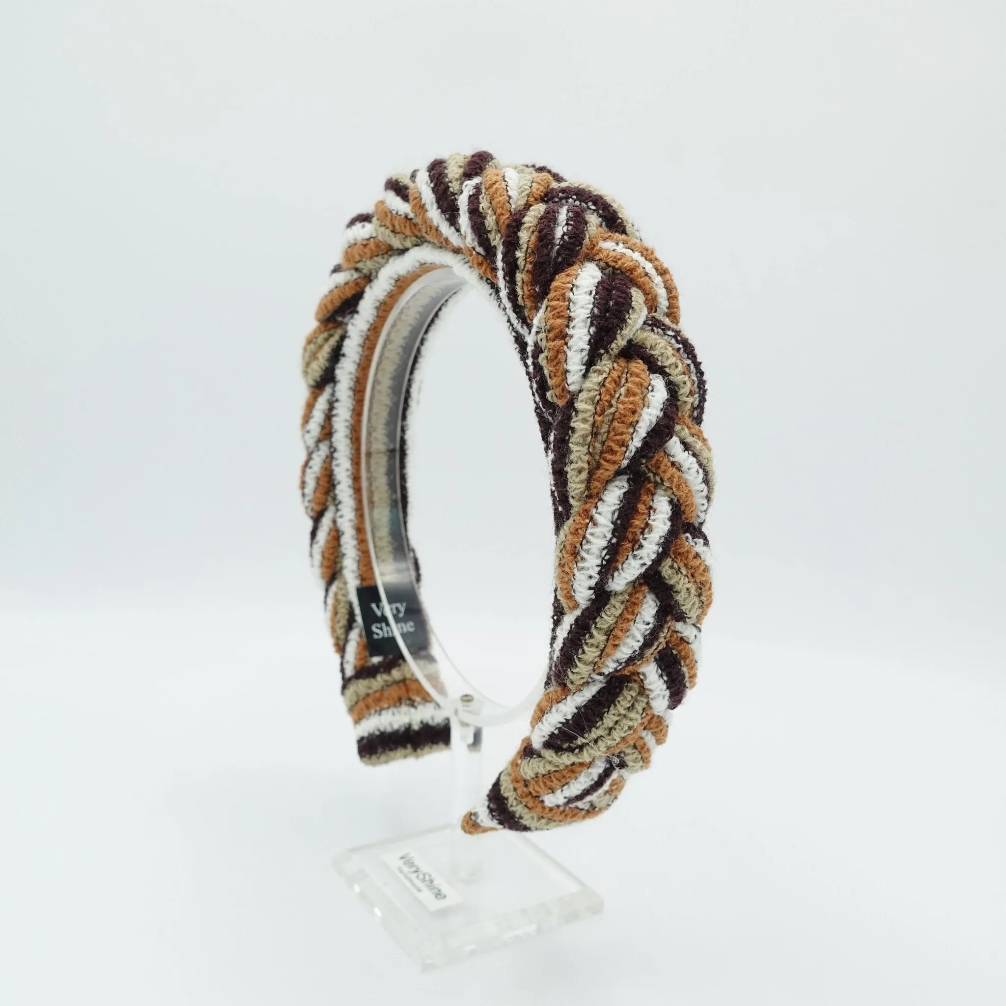 stripe knit braided headband luxury women hairband plaited women hair accessory