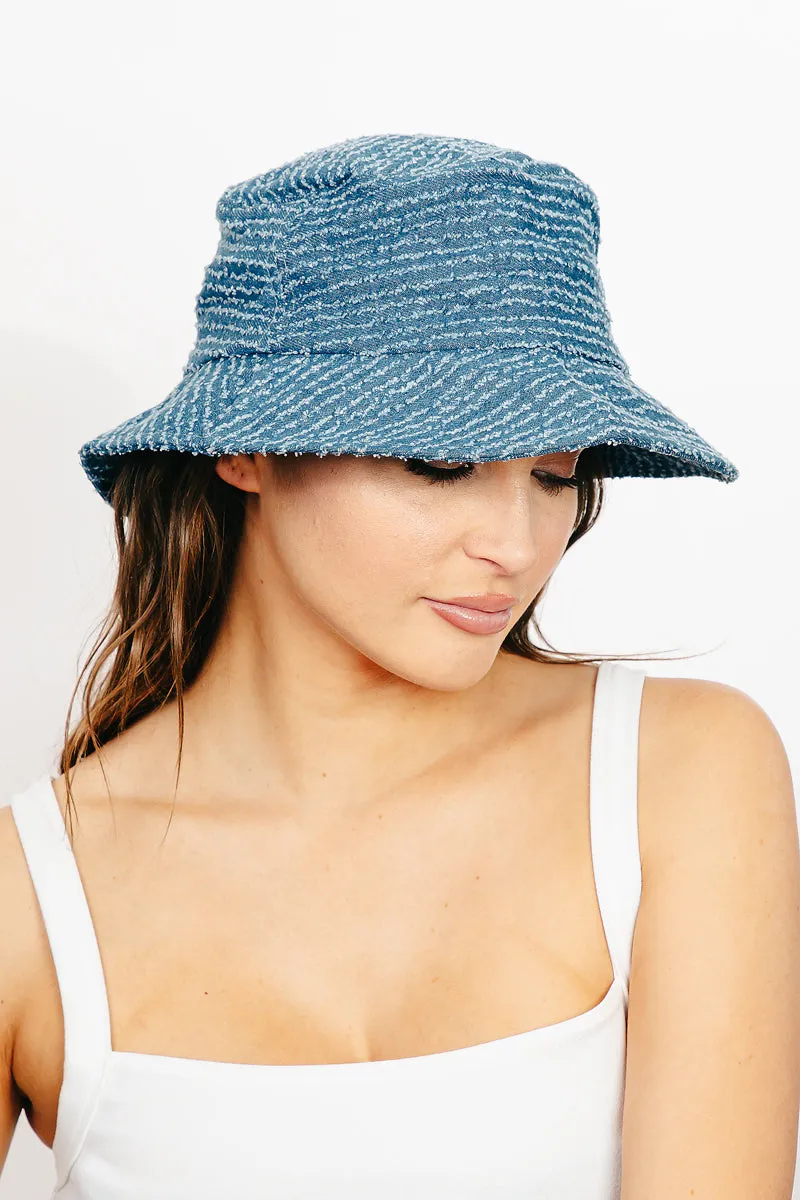 Stripped Denim Bucket Hat