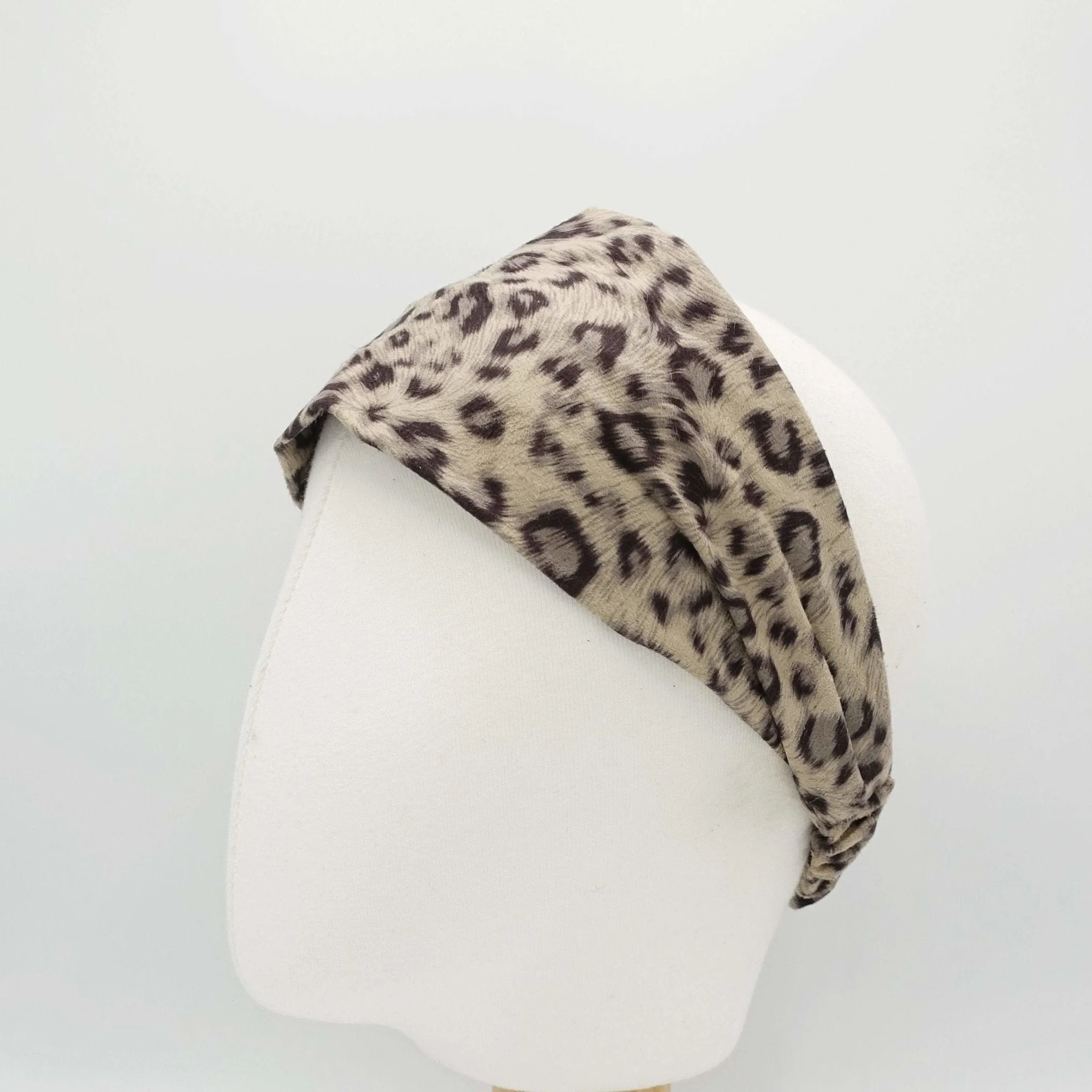 suede fabric headband leopard print elastic turban women hair accessory