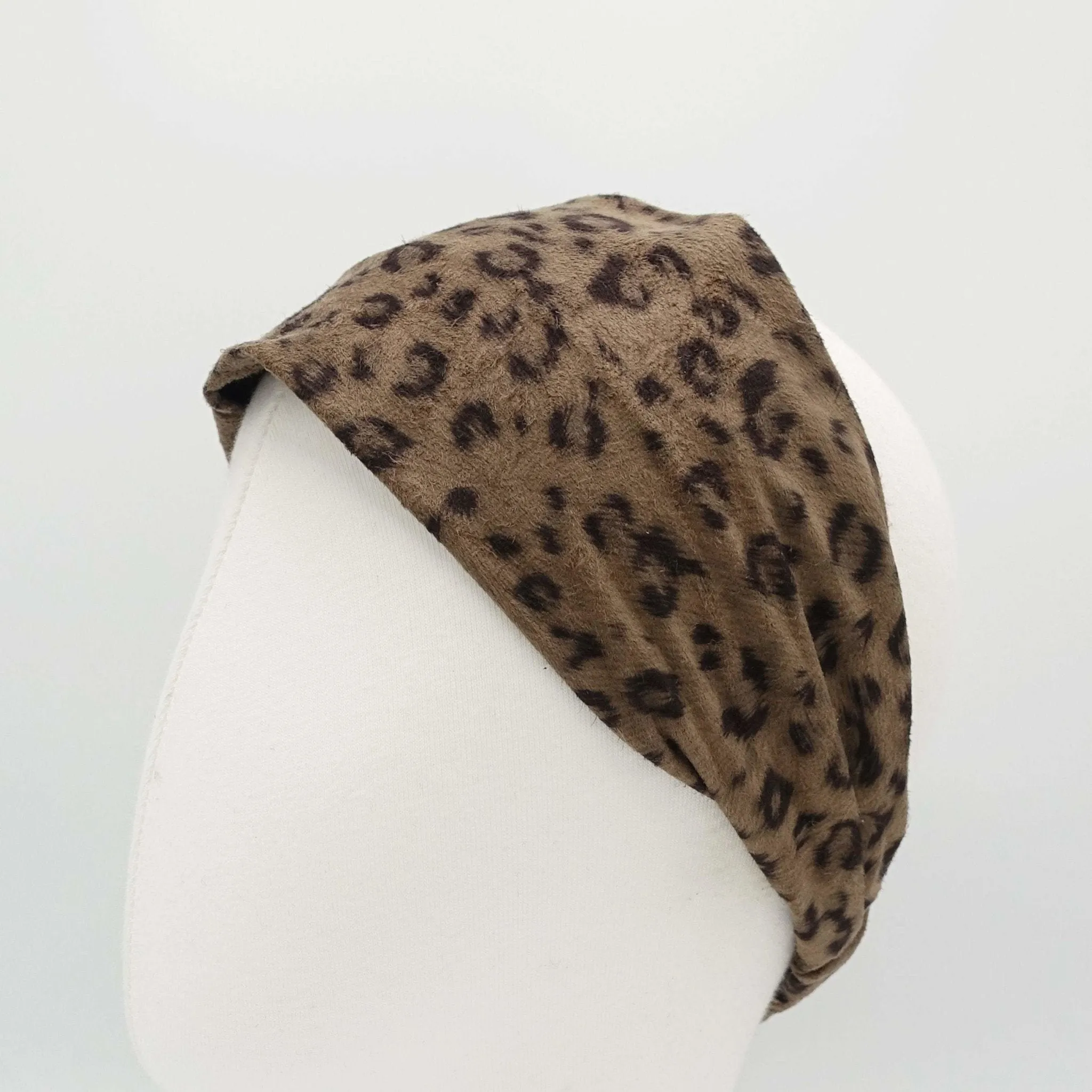 suede fabric headband leopard print elastic turban women hair accessory