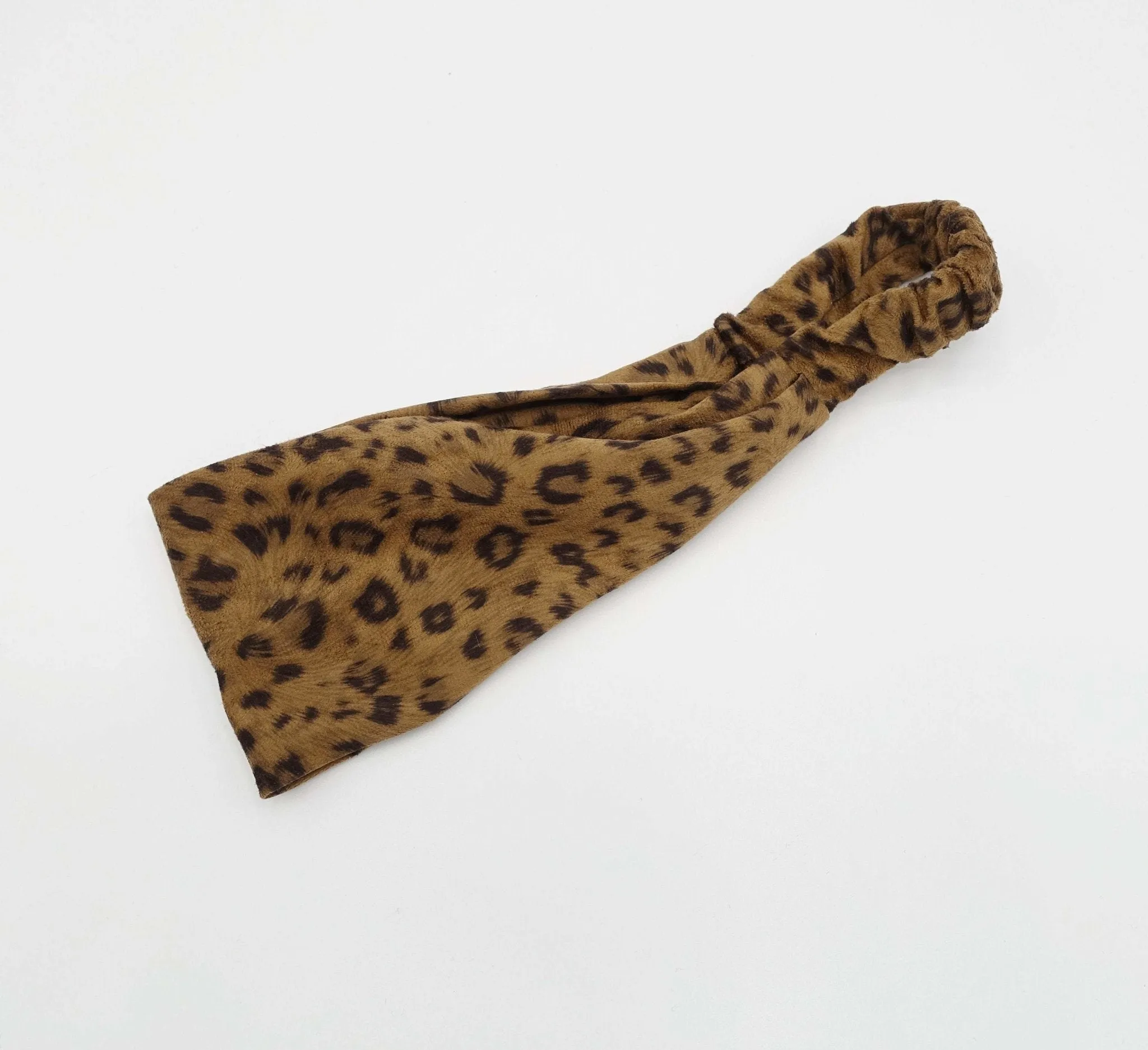 suede fabric headband leopard print elastic turban women hair accessory