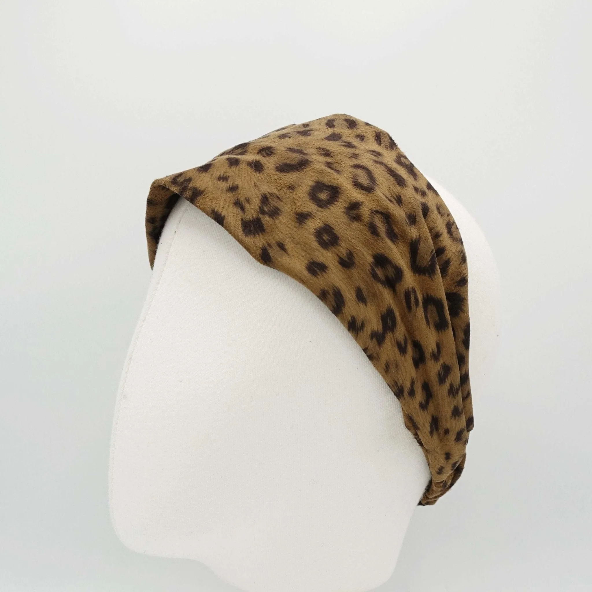 suede fabric headband leopard print elastic turban women hair accessory