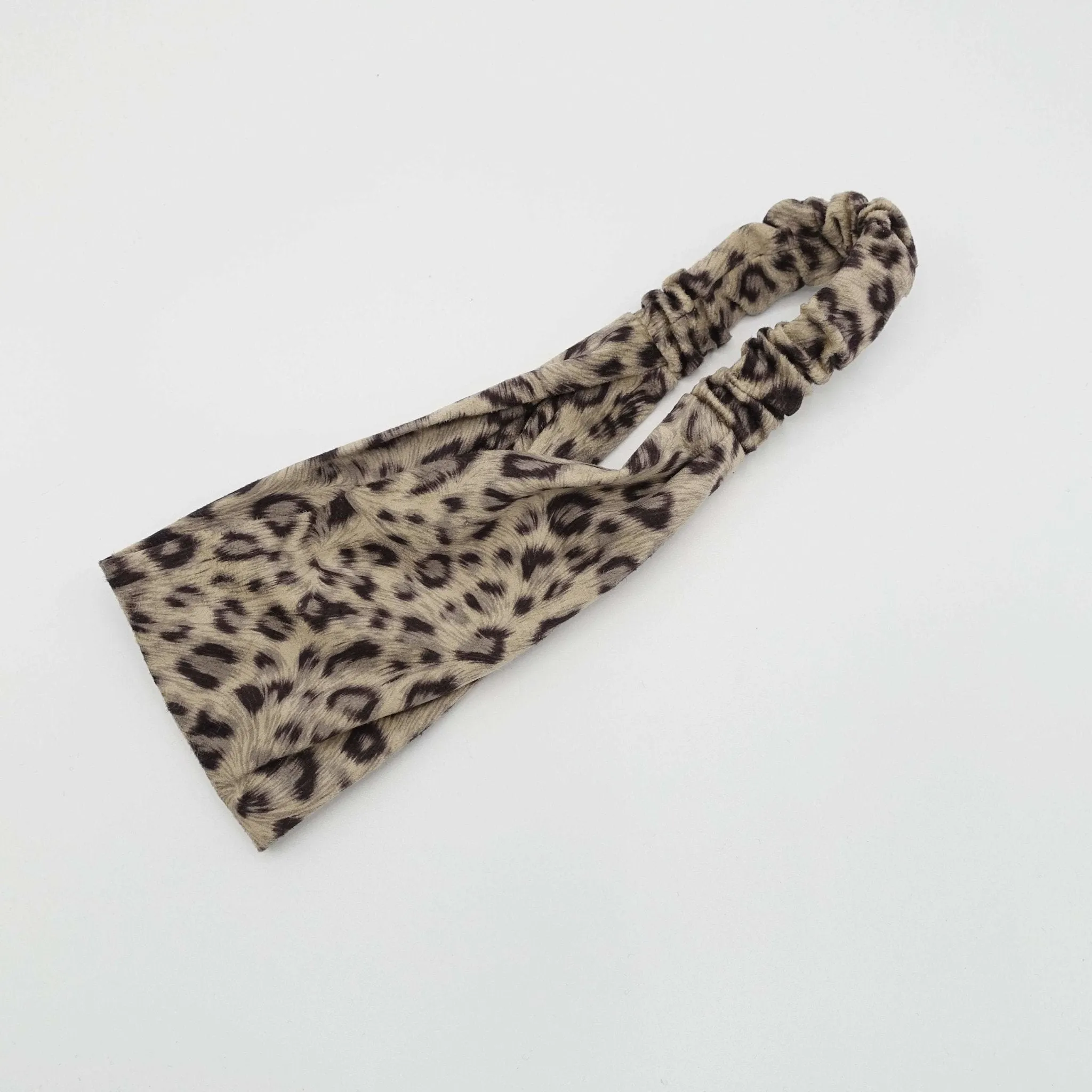 suede fabric headband leopard print elastic turban women hair accessory