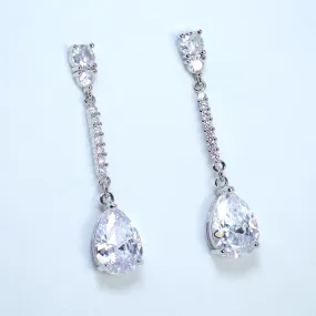 Swarovski Diamond Tear Drop Tassel Earrings, Bridal Jewelry, Bridal Earrings, Crystal Bridal Earrings, Statement Earrings Cz