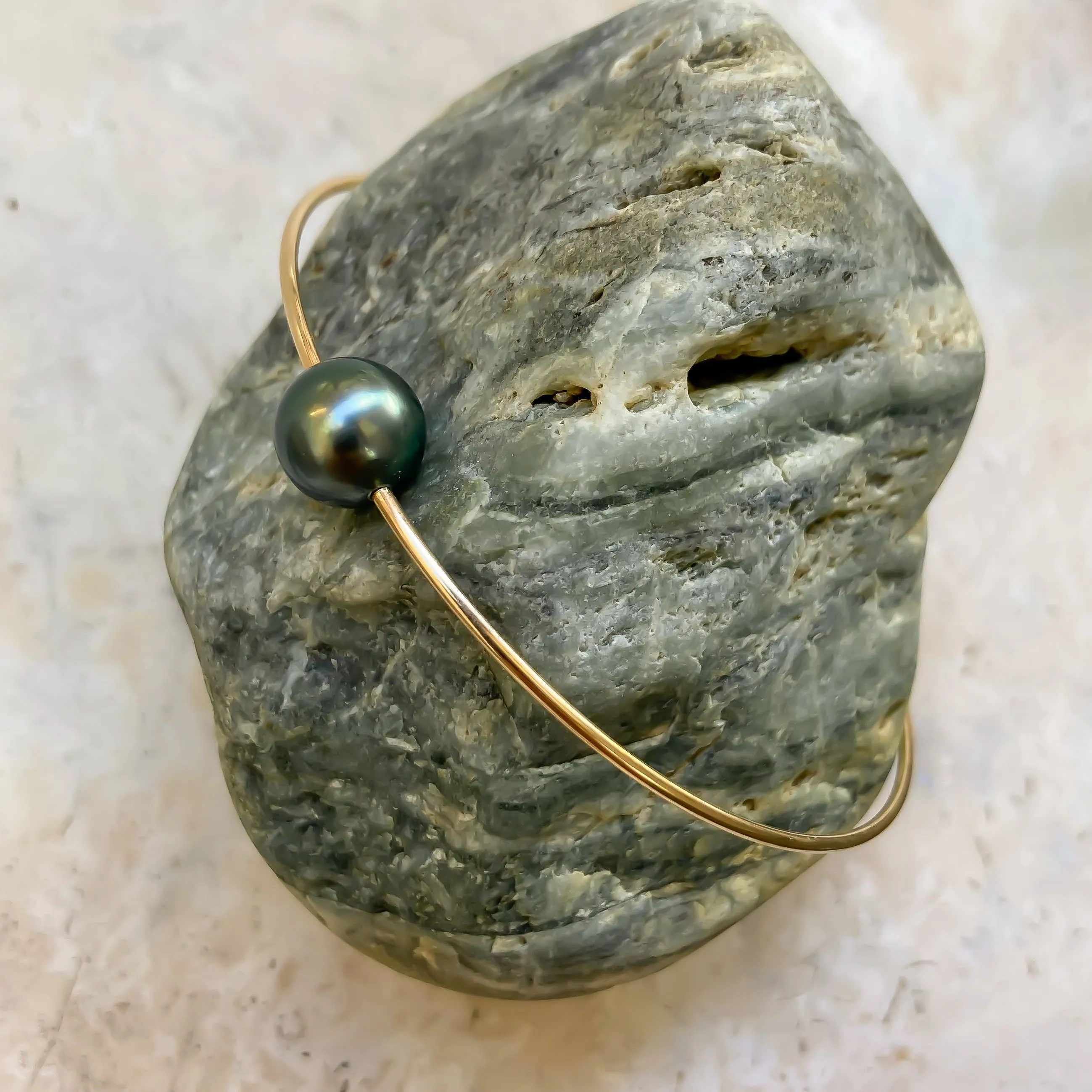 Tahitian Pearl Bangle: Gold Filled