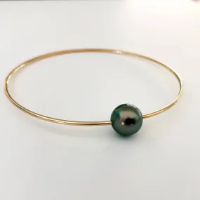 Tahitian Pearl Bangle: Gold Filled