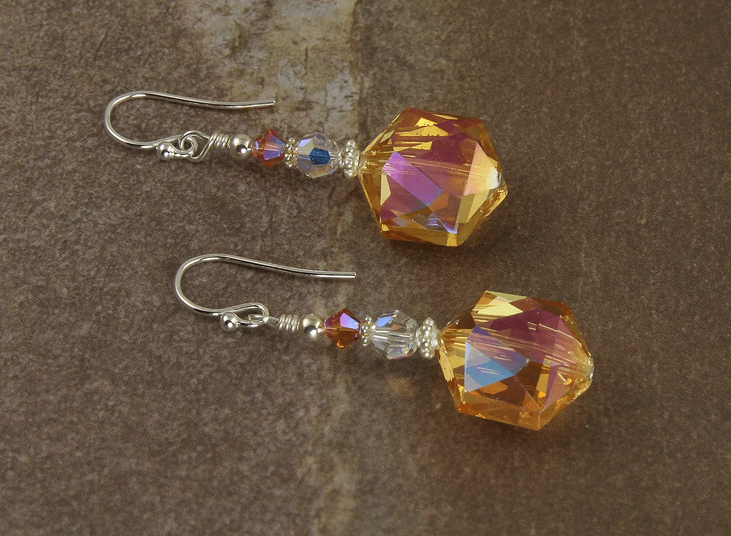 Tangerine Orange Crystal Beaded Earrings