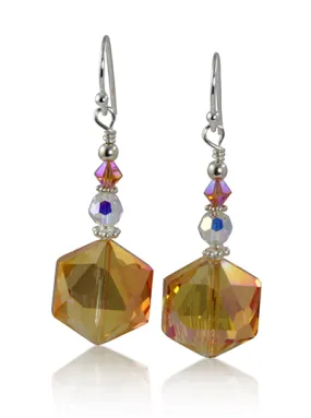 Tangerine Orange Crystal Beaded Earrings