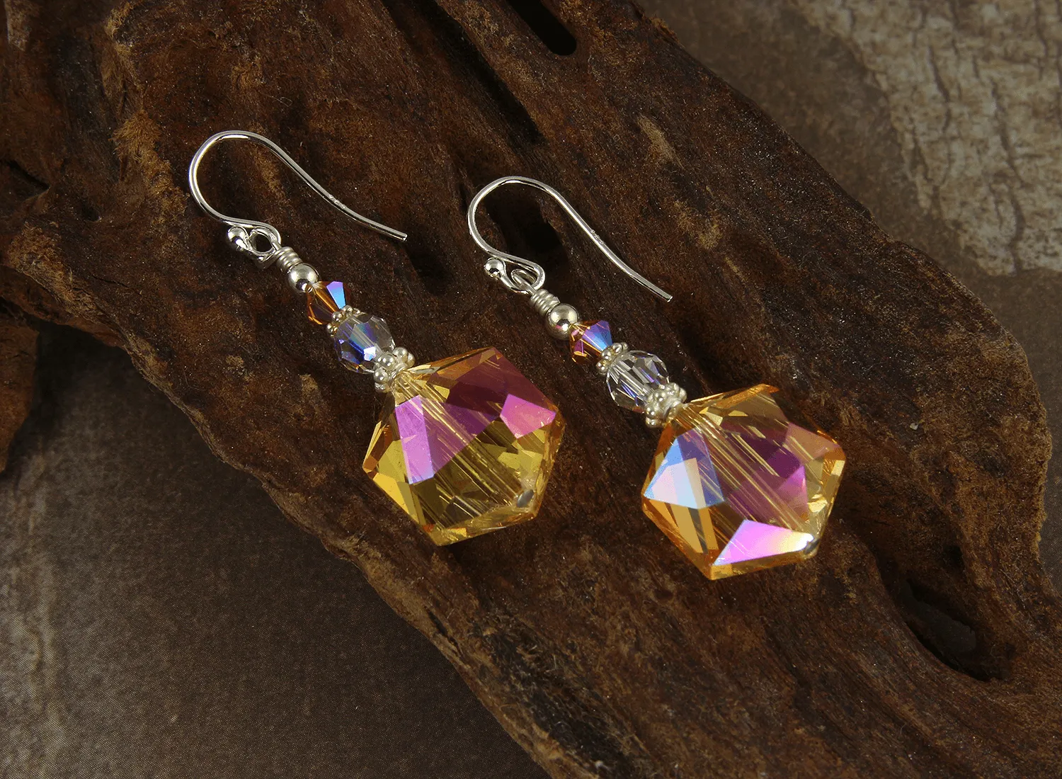 Tangerine Orange Crystal Beaded Earrings