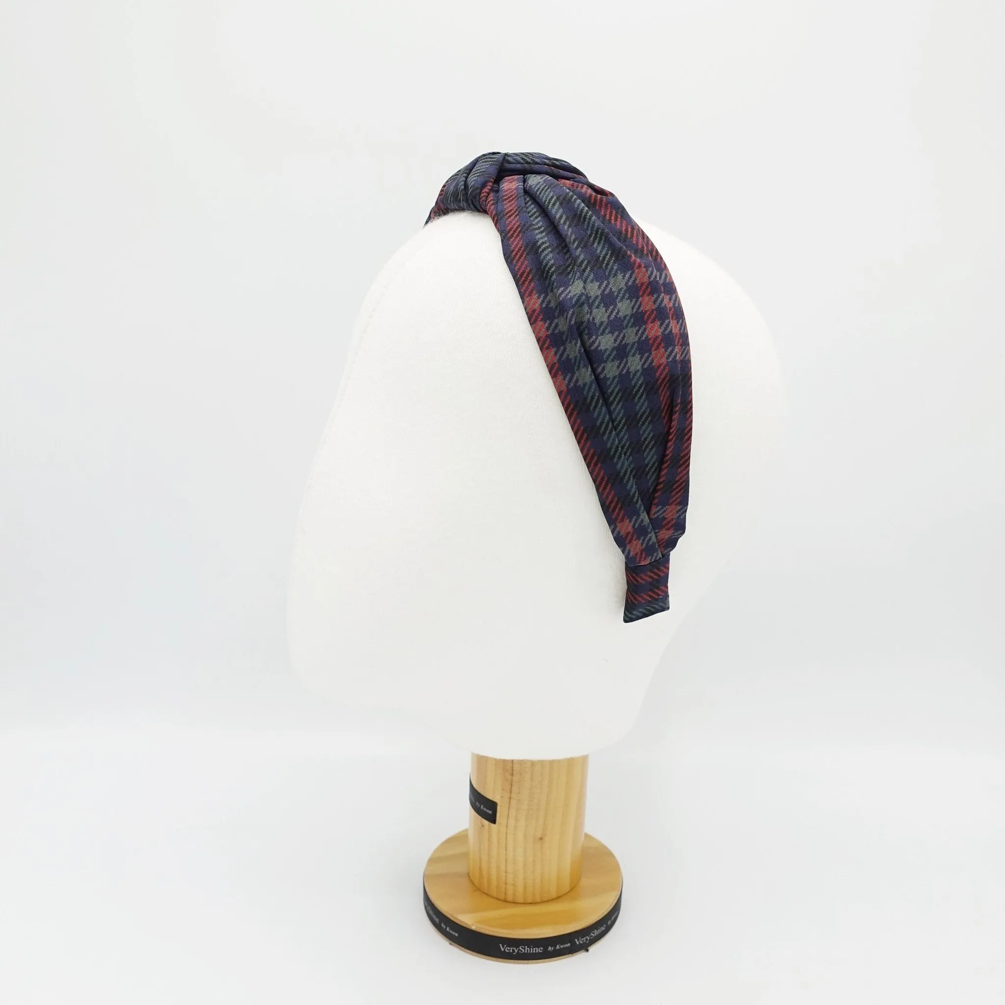 tartan check top knot headband Autumn fabric hairband women hair accessory